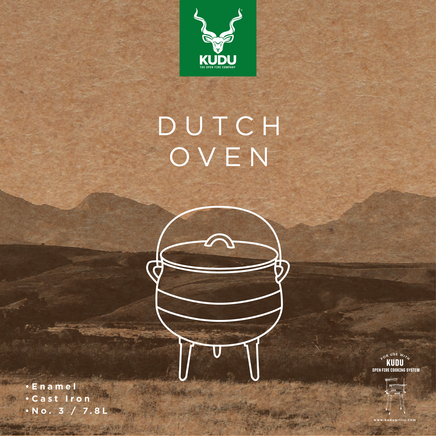 KUDU Enamel Dutch Oven No. 3 Potjie