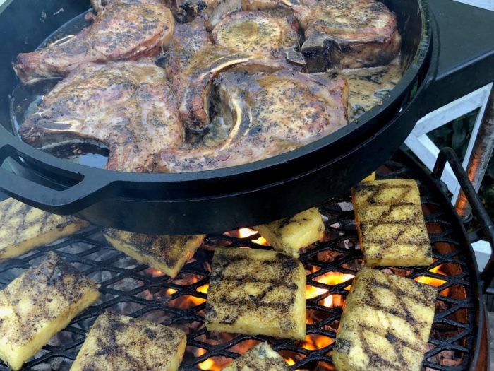 Honey Garlic Pork Chops with Grilled Polenta