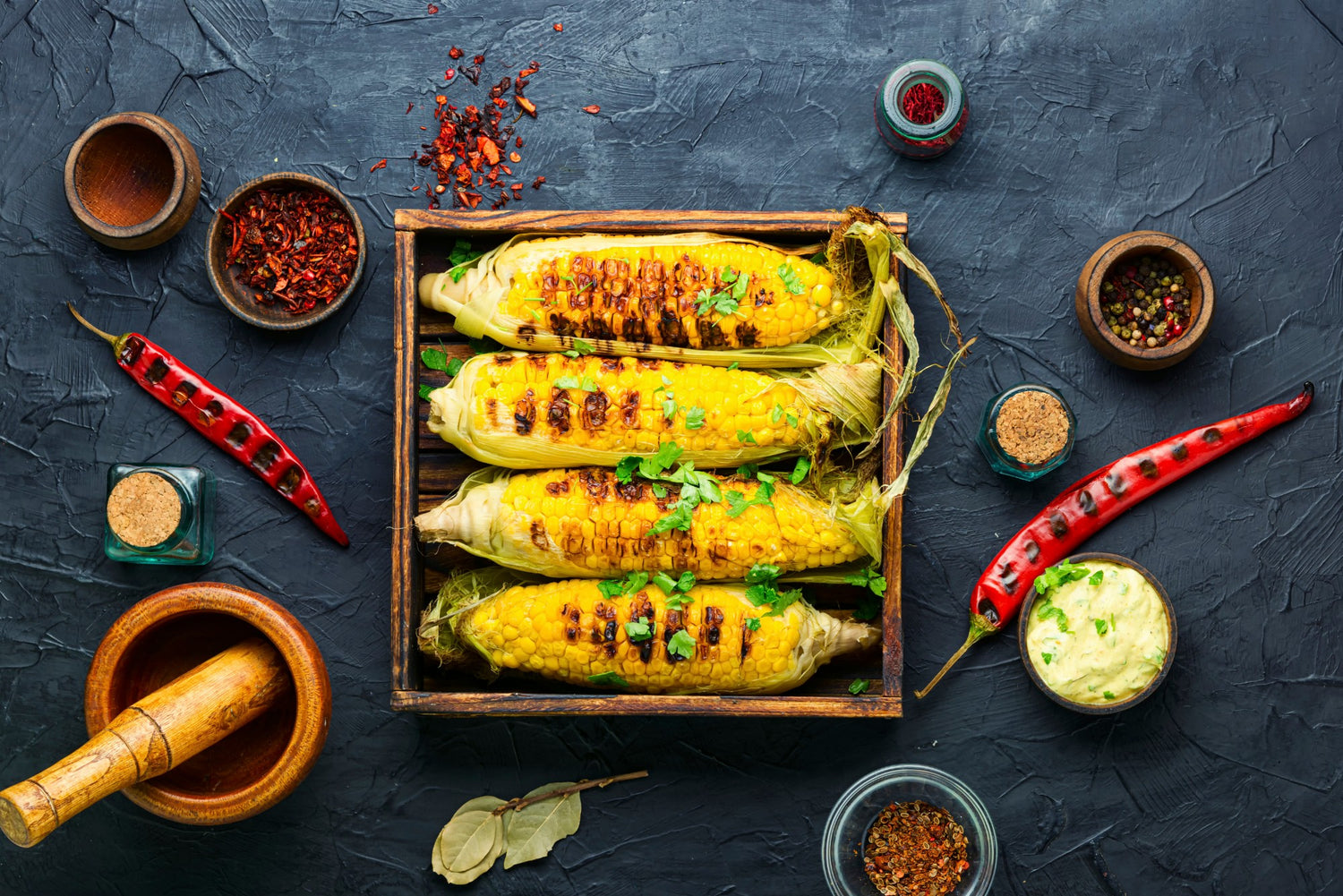 Spicy grilled corn on the cob