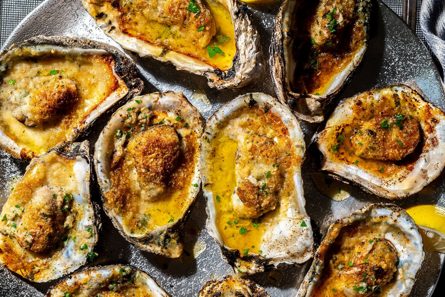 Coal roasted oysters