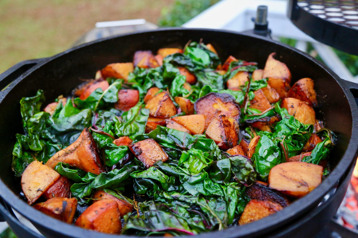 meat free dinners on the grill sweet potato and kale